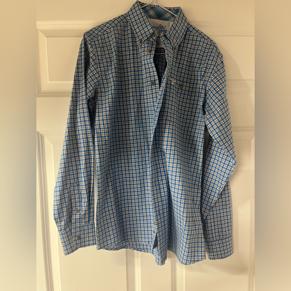 Wrangler Boy’s 20x Competition Button Down Western Shirt XL Blue